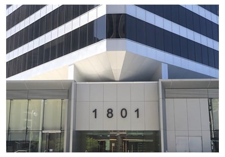 Exterior photo of the entrance into firm's office building